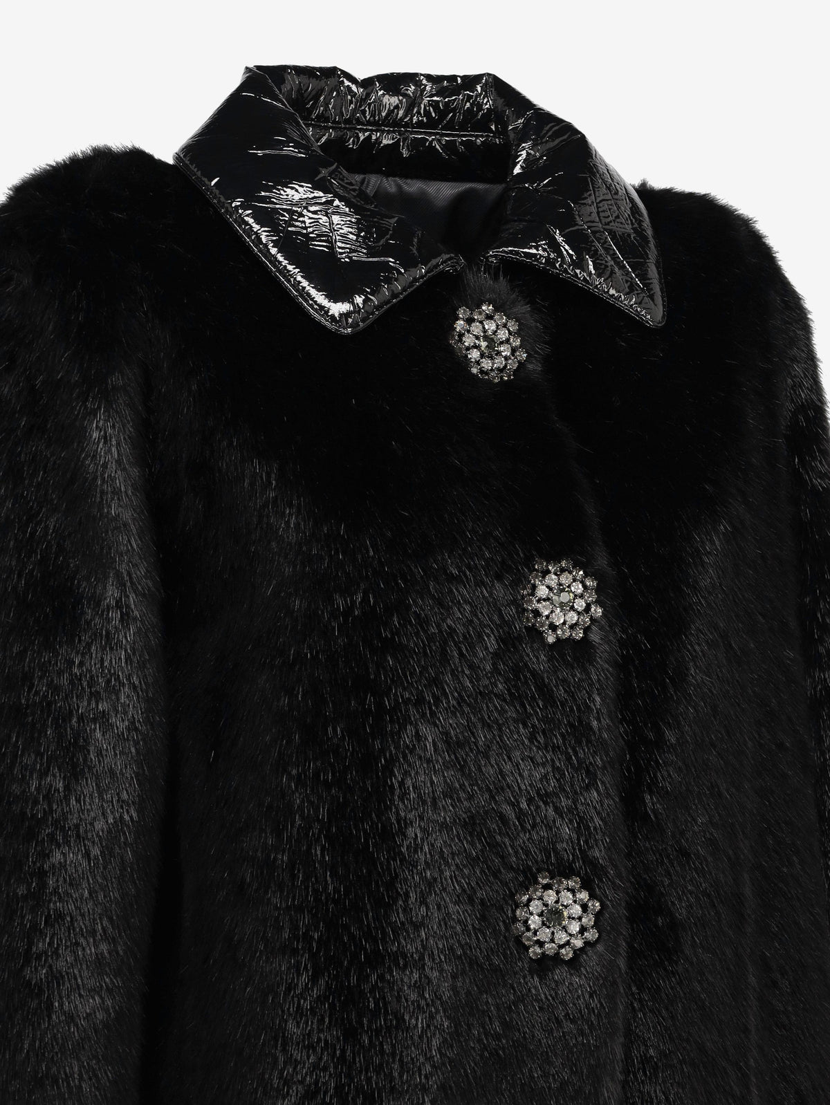 Ermanno Scervino Faux Fur Coat with Jewel Buttons CVM26.22.40  Ermanno Scervino 