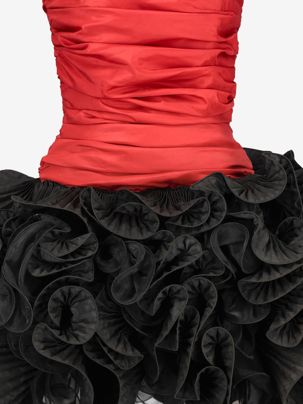 Vintage Red and Black Balloon Draped Mini Dress W27526.16  Vintage 