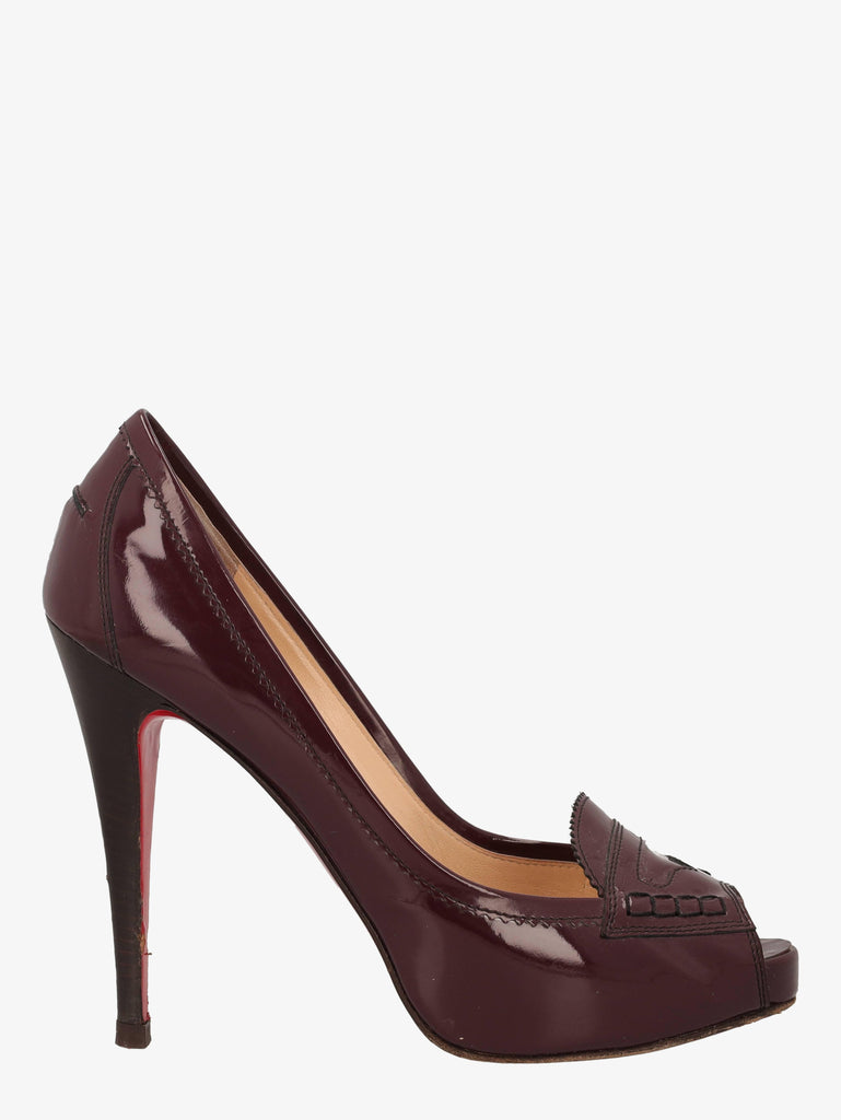 Louboutin Open Toed Heels in Burgundy Leather WCV161224_70  Christian Louboutin 