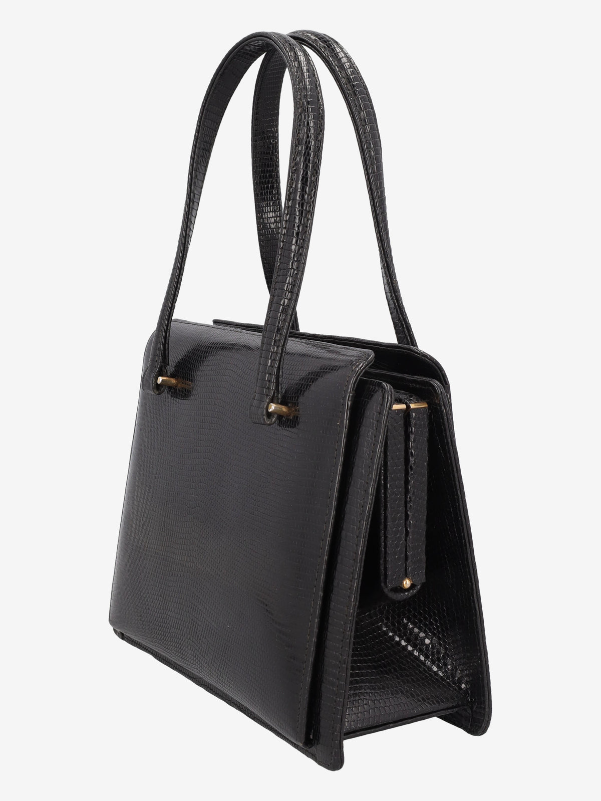 Vintage Black Lizard Leather Handbag WCV300625.38  Vintage 