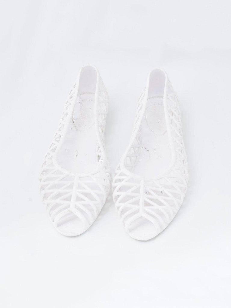 2010 American Apparel white open toe rubber ballet flats W22051940  American Apparel 