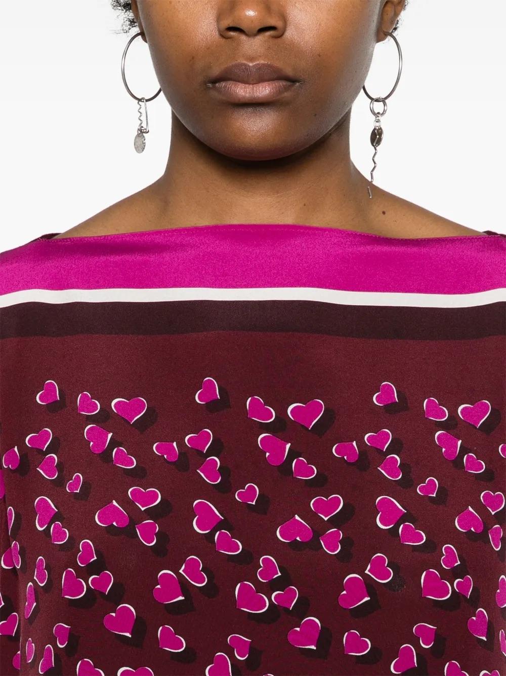 Gucci Floating Hearts Silk Pullover Blouse WCV241045  Gucci 