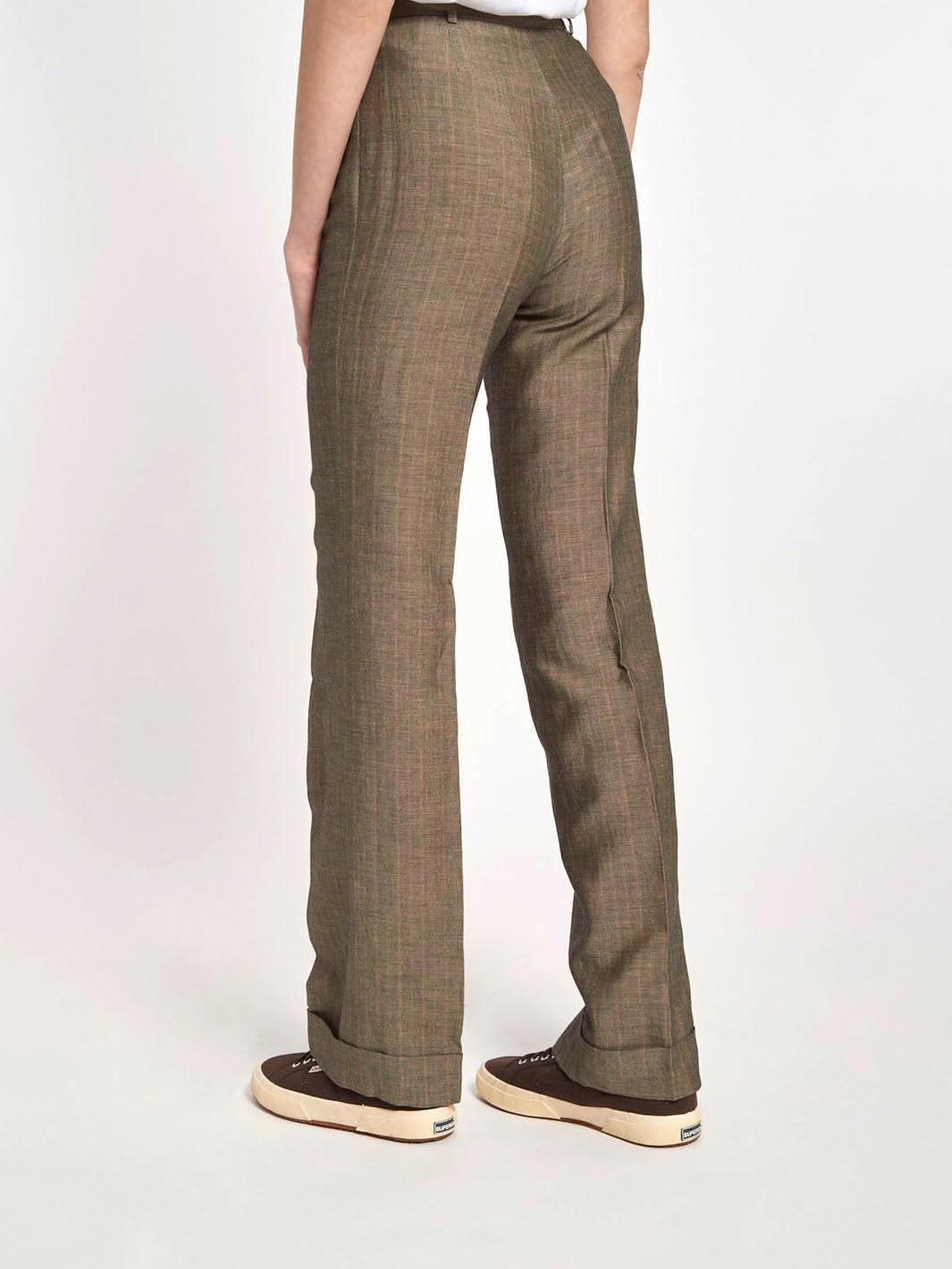1990s Olivier Valentino pants in grey and brown melange linen MR511298  Oliver by Valentino 