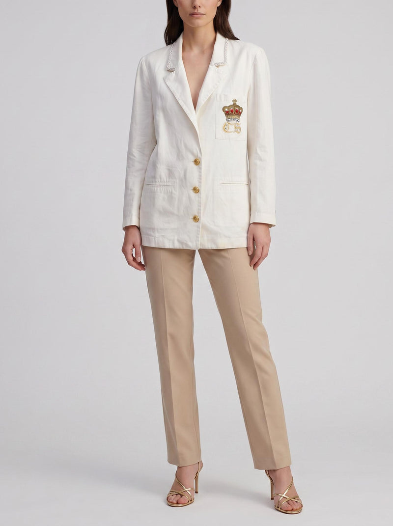 Vintage Lightweight Cotton Blazer with Crown Crest Detail W150626.16  Vintage 