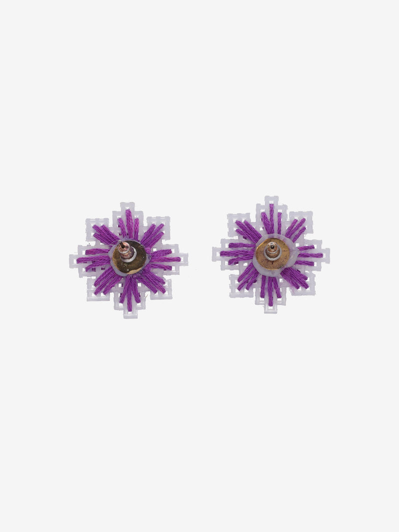 Vintage Geometric Square Earrings with Woven Purple Thread W13426.7  Vintage 