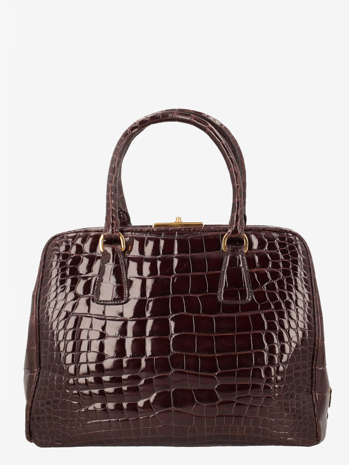 Prada Crocodile Bauletto Bag in Dark Brown Crocodile Leather WCV161224_82  Prada 