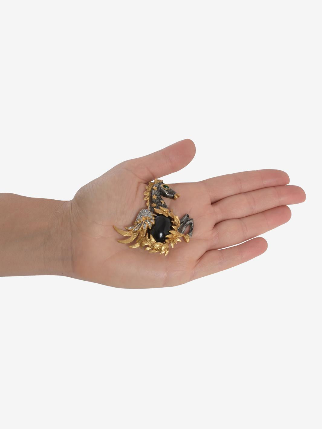 Kenneth Jay Lane Black Hippogryphus Brooch