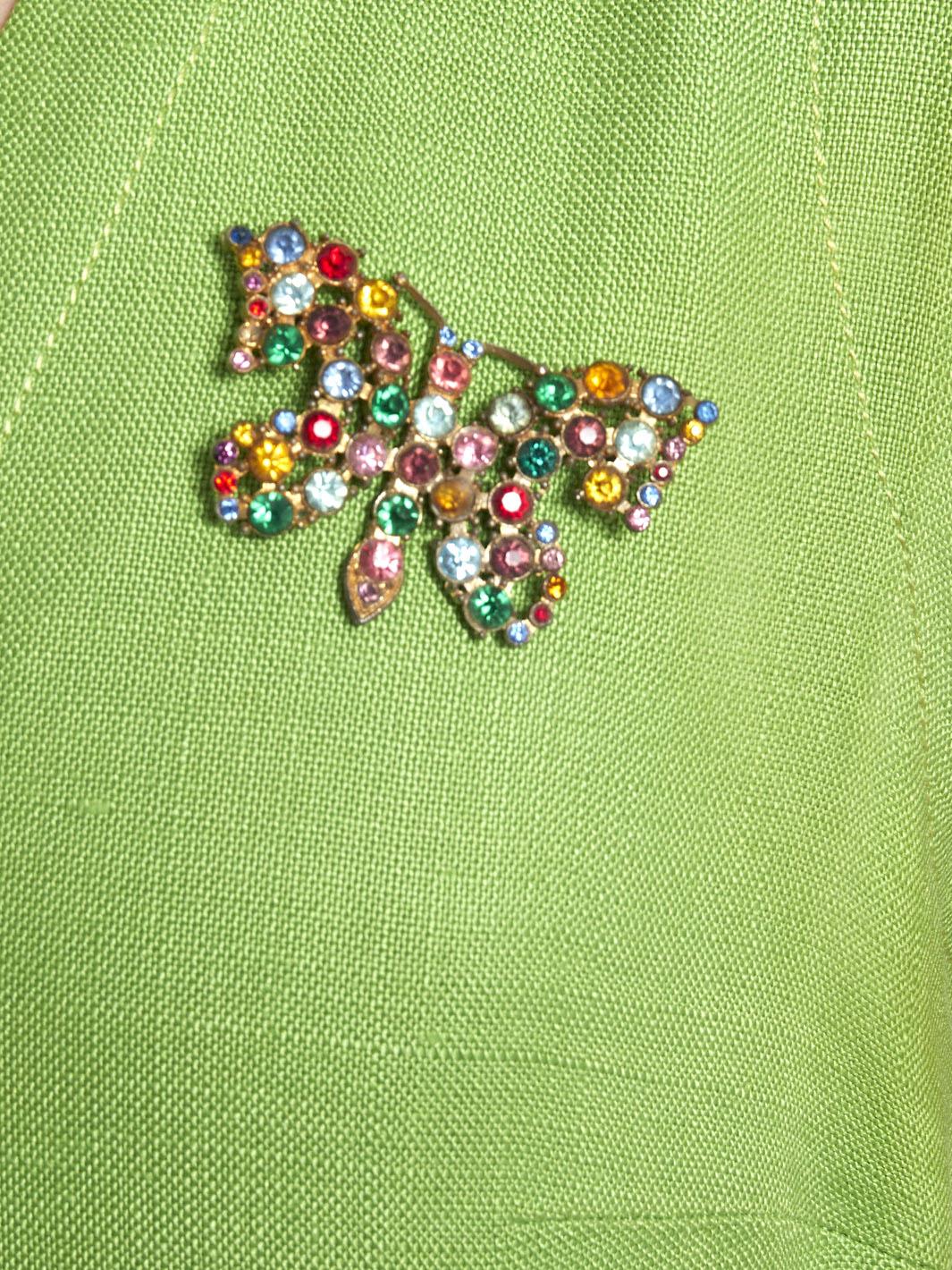 1960s Gandini V-neck cotton dress in bright green W2203102  Gandini 