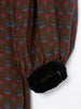 Yves Saint Laurent anni '70 in seta marrone con maniche a sbuffo