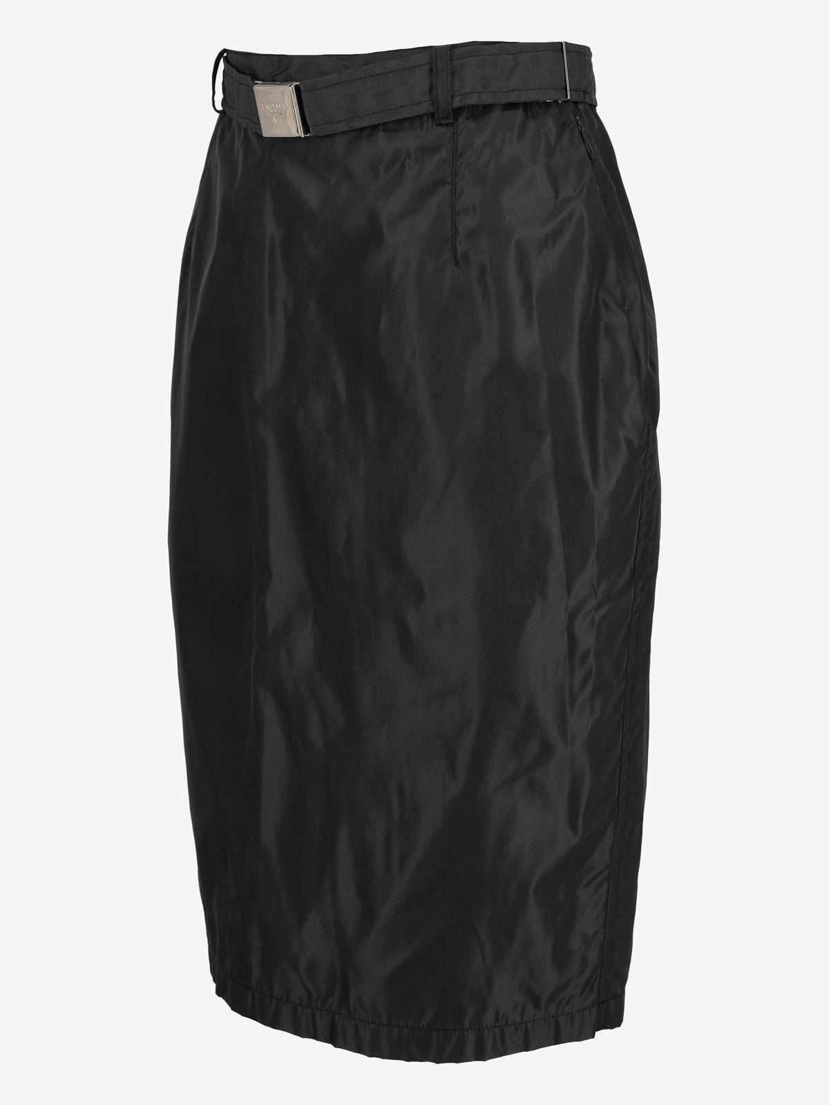 Prada Mid-Length Nylon Skirt with Logo Belt W7426.48  Prada 