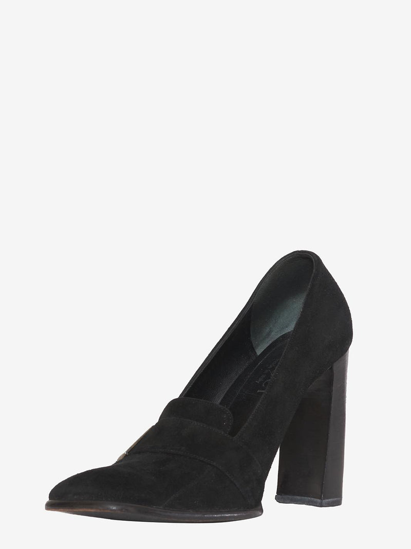 Gucci black velvet heeled loafer WCV23063003  Gucci 