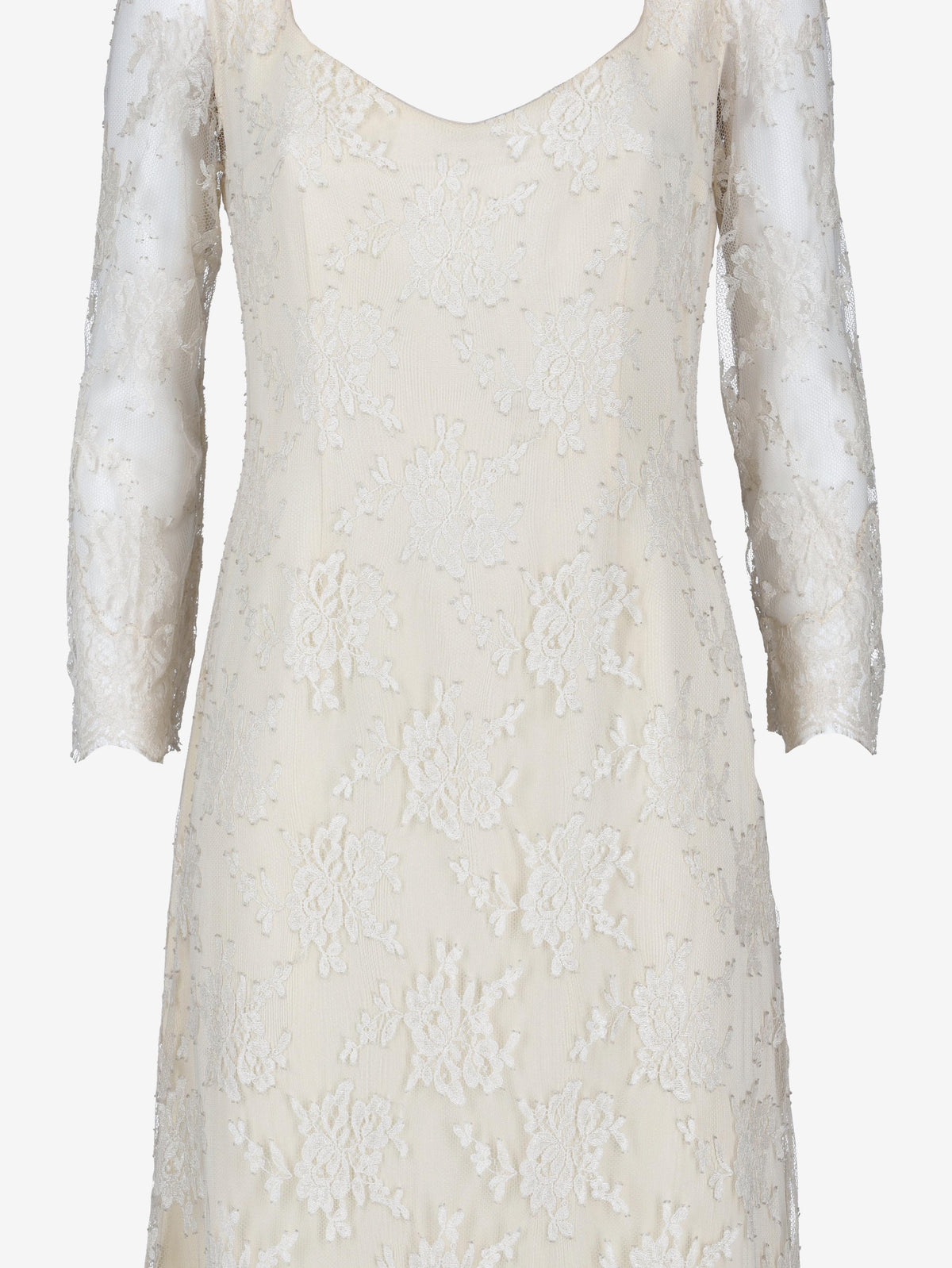 Ivory Lace Wedding Dress with Open Back and Train MZ1910054  Vintage 