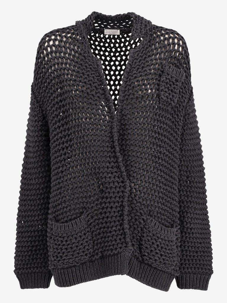 Brunello Cucinelli Knitted Charcoal Cardigan