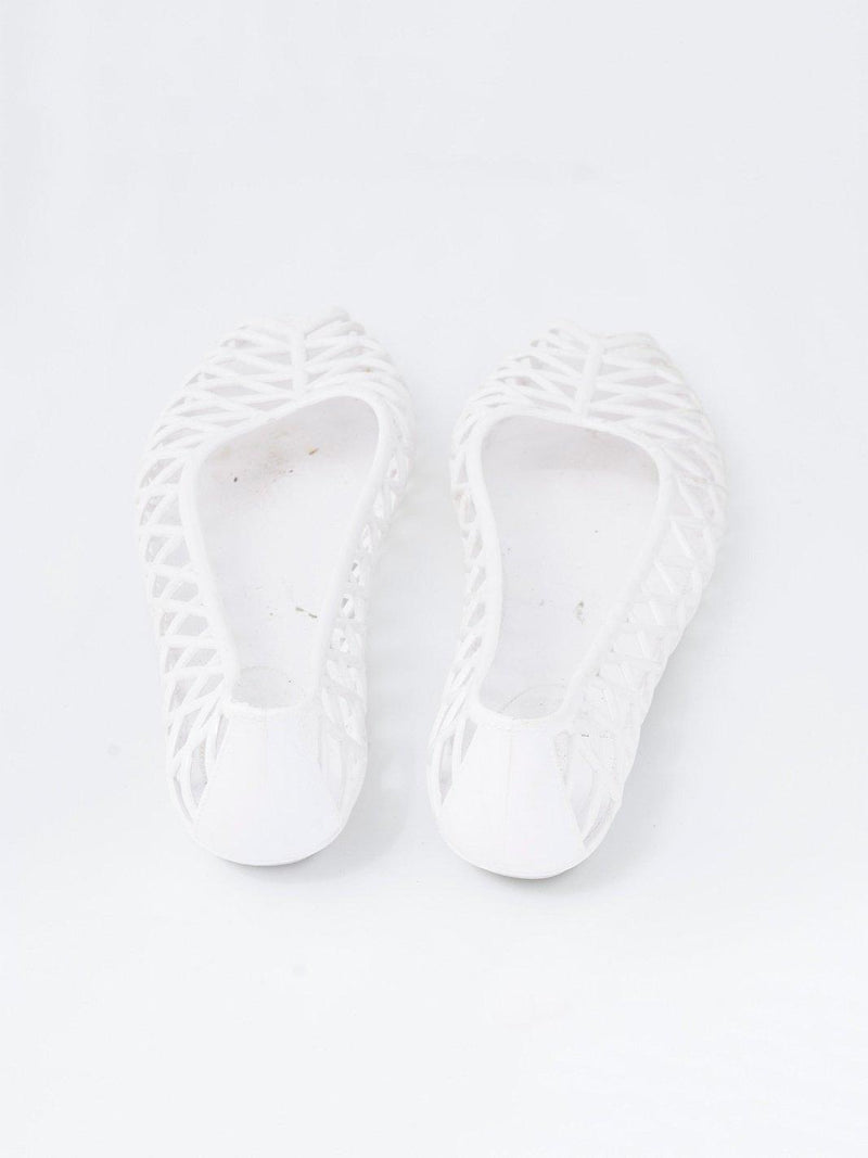 2010 American Apparel white open toe rubber ballet flats W22051940  American Apparel 