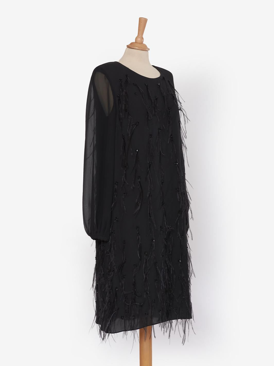 Max Mara 带羽毛的黑色连衣裙