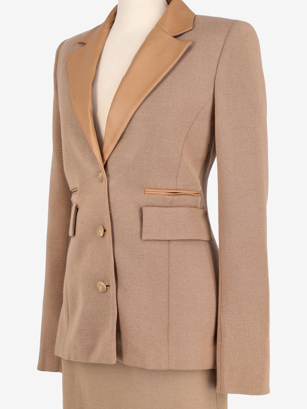 Basile Beige Two-Piece With Leather Inserts W2511.55  Vintage 