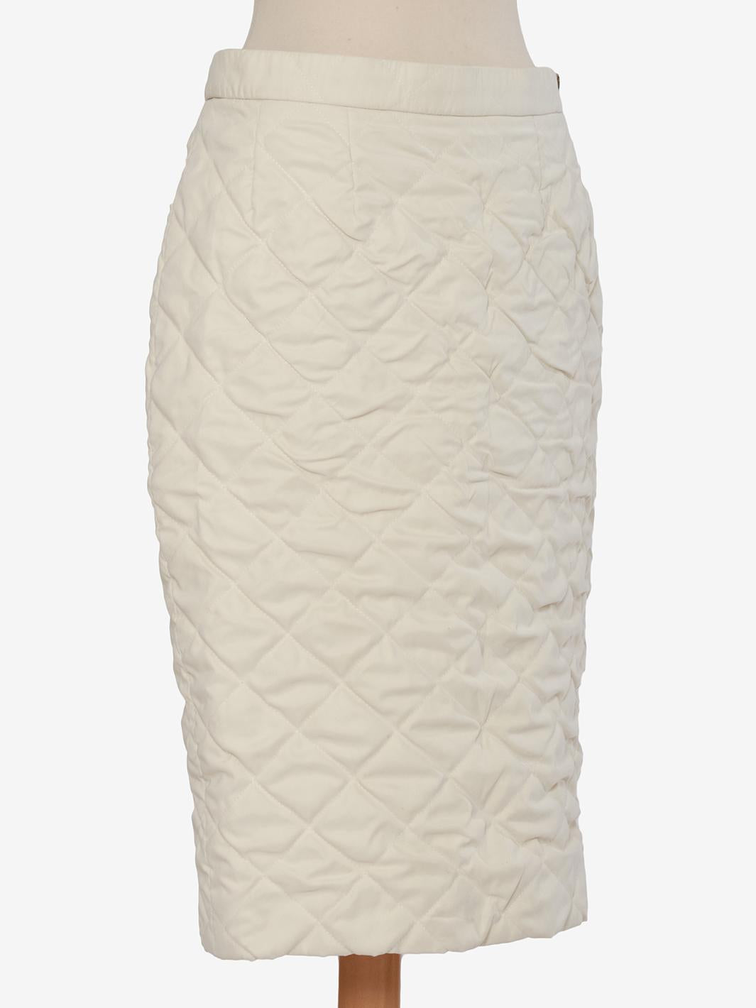 Hermès White Stitched Skirt