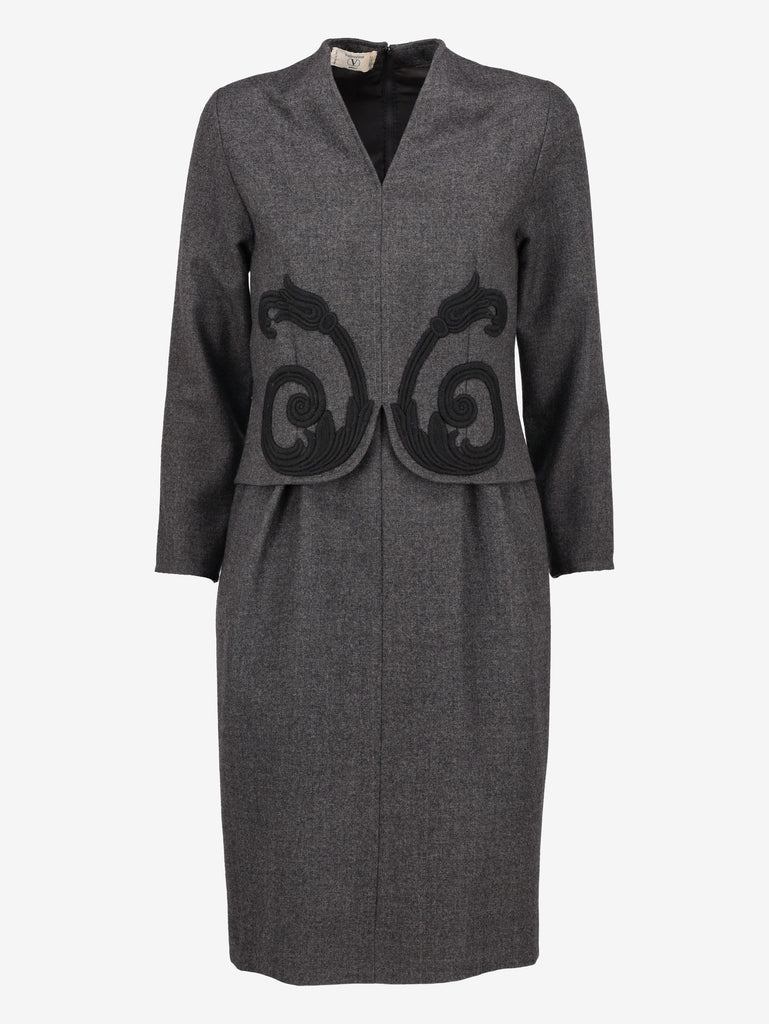 Valentino Wool Midi Dress with Layered-Effect Design CVM24.75.34  Valentino 