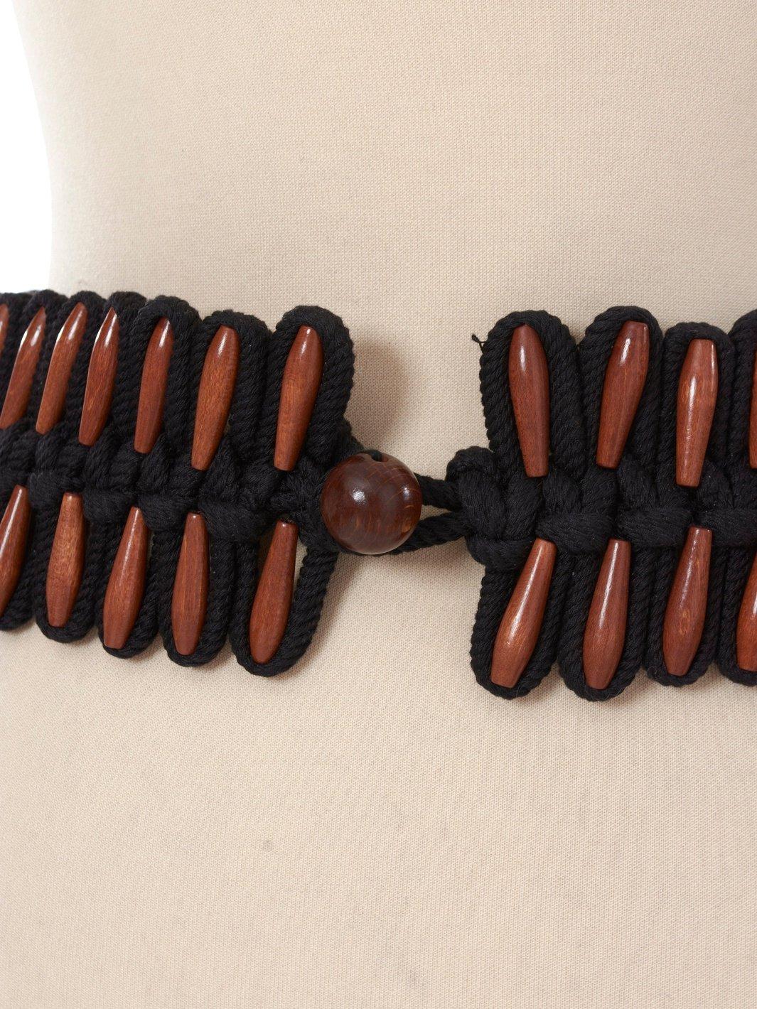 Yves Saint Laurent fabric and wood belt W22061010  YSL 