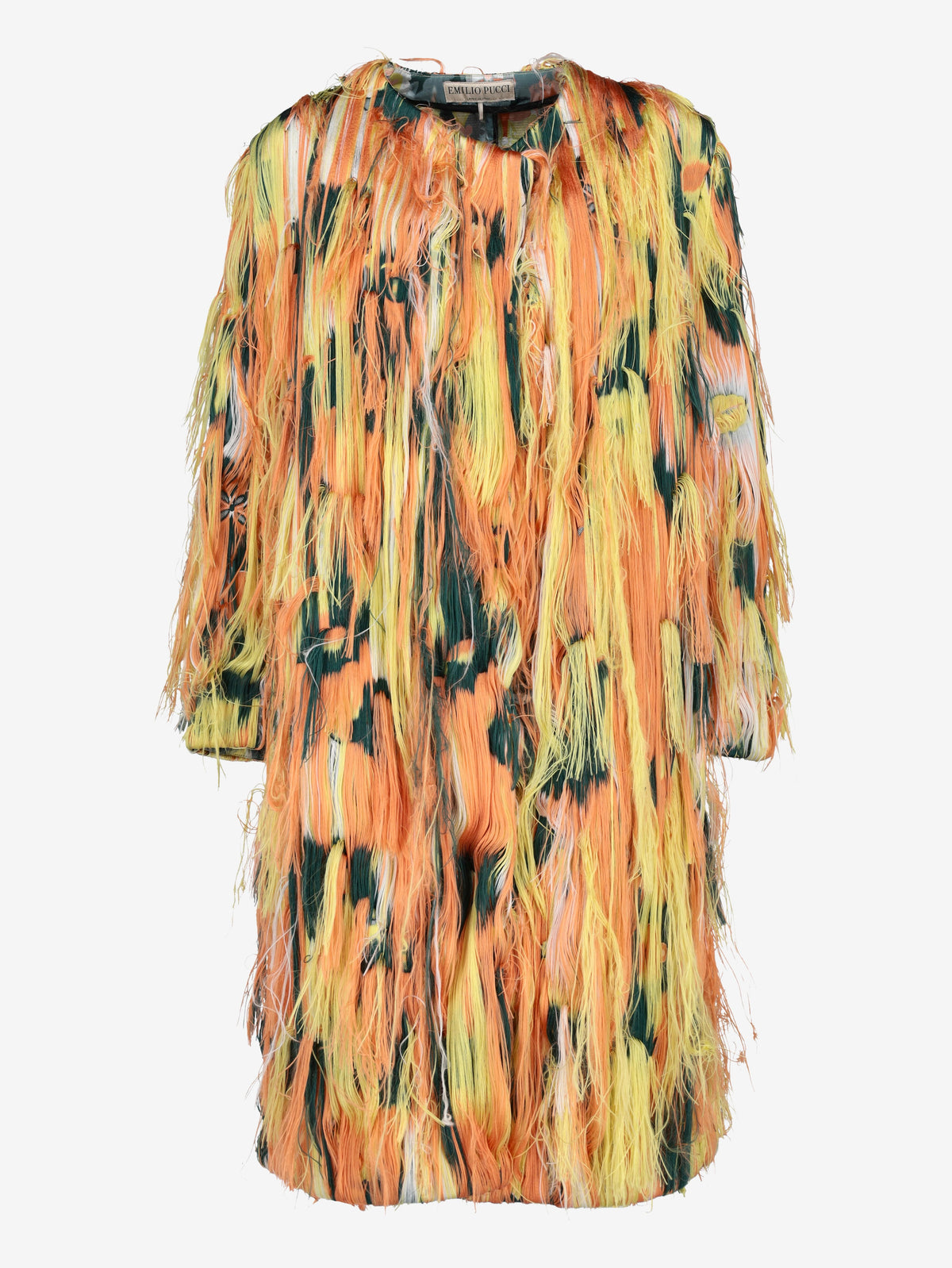 Emilio Pucci Multicolor Fringe Brocade Coat CVM26.6.75  Emilio Pucci 