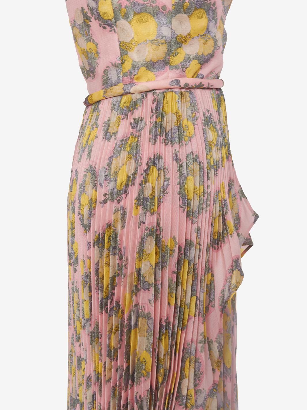 André Laug Floral dress with pleated overskirt