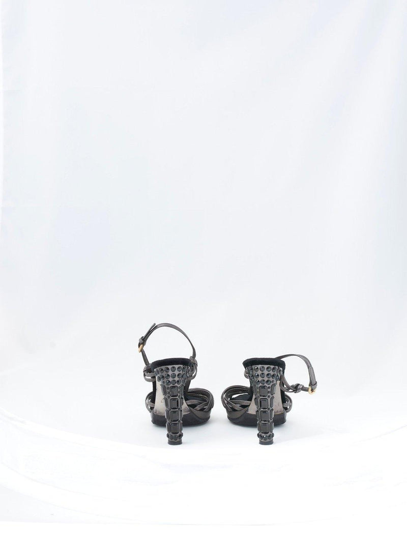 2010 Miu Miu grey sandals with jewelled heel W22052151  Miu Miu 