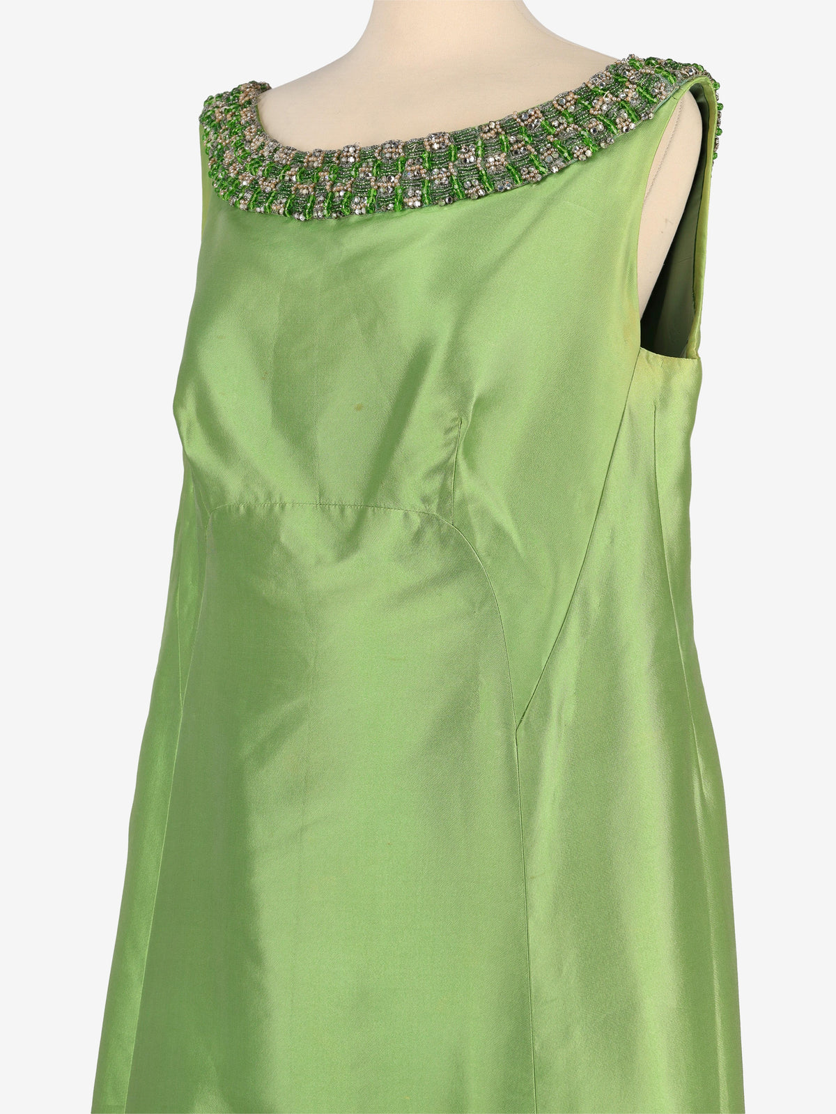 Satin Beaded Long Dress - 60s M1701749  Vintage 