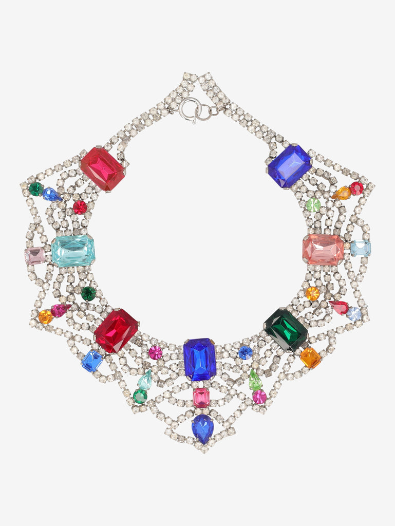 Vintage Geometric Rhinestone Statement Necklace W27526.108  Vintage 