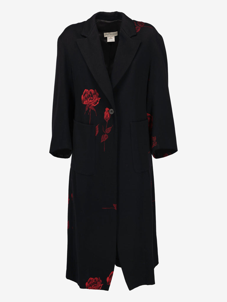 Dries Van Noten Wool Coat with Red Rose Motif W7426.21  Dries Van Noten 
