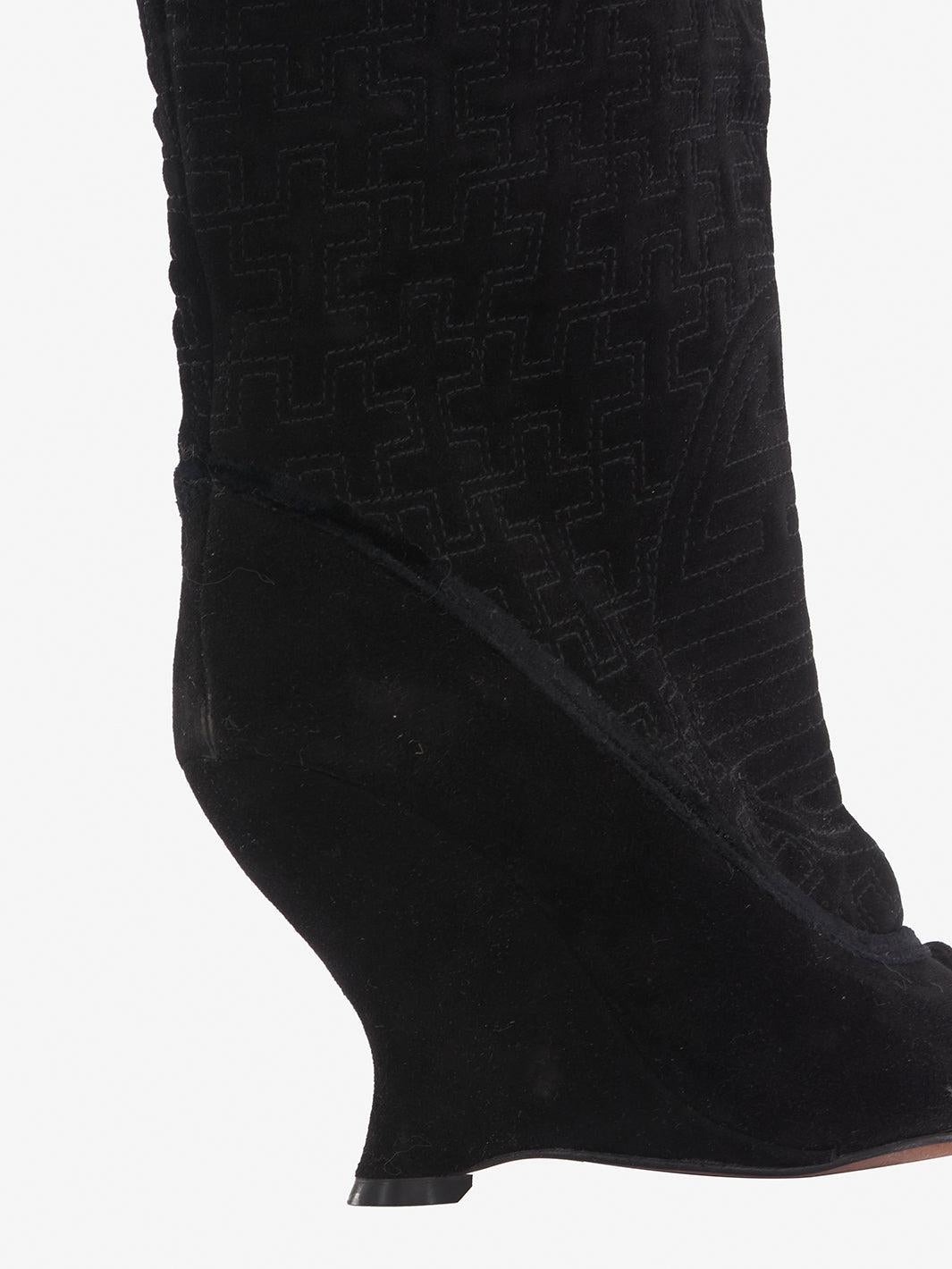 Tom Ford for Yves Saint Laurent black suede wedge boot CVM22.81.11  YSL 