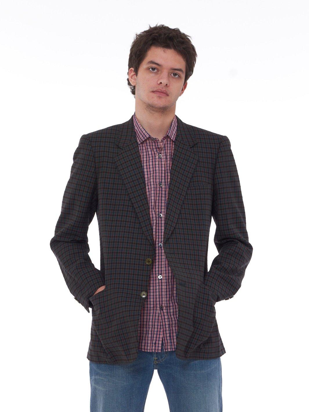 1980s wool and cashmere blend jacket with tartan pattern U223-25/8  Vintage 