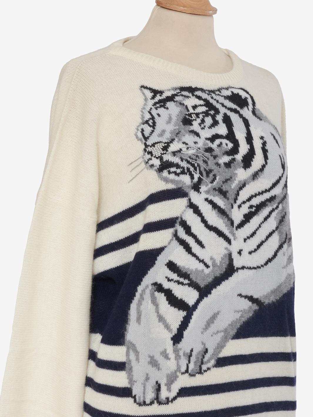 Abito Krizia in lana con ricamo tigre