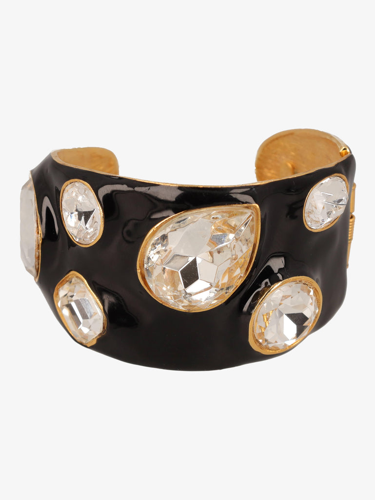 Kenneth Jay Lane Black Enamel Band Bracelet With Stones CVR24.1.143  Kenneth Jay Lane 