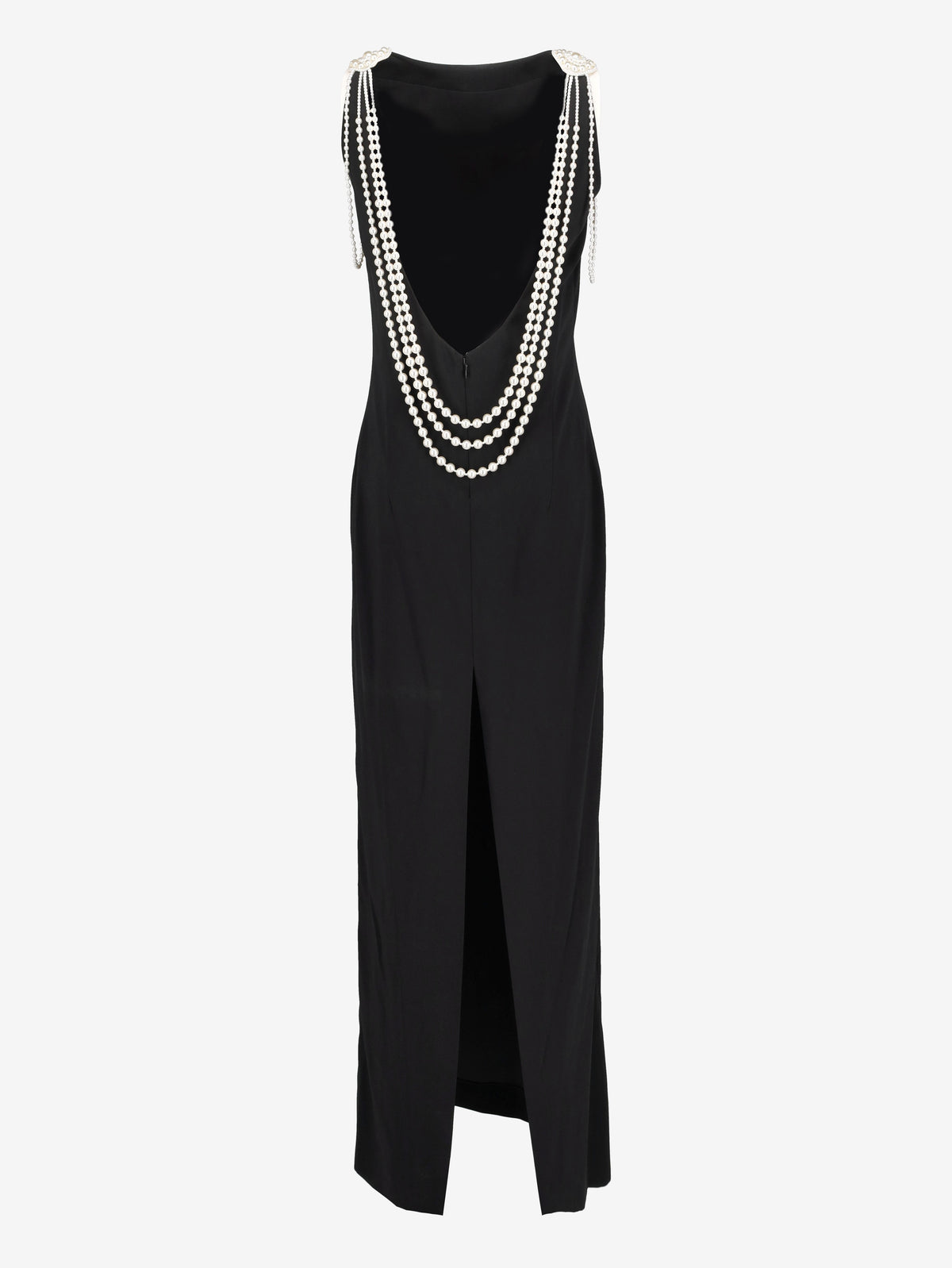 Dsquared2 Black Open-Back Long Nightgown with Faux Pearl Detail CVM26.23.27  Dsquared² 