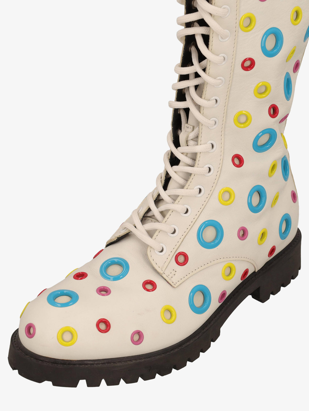 Moschino Combat Boots in White Leather WCV250821.05  Moschino 
