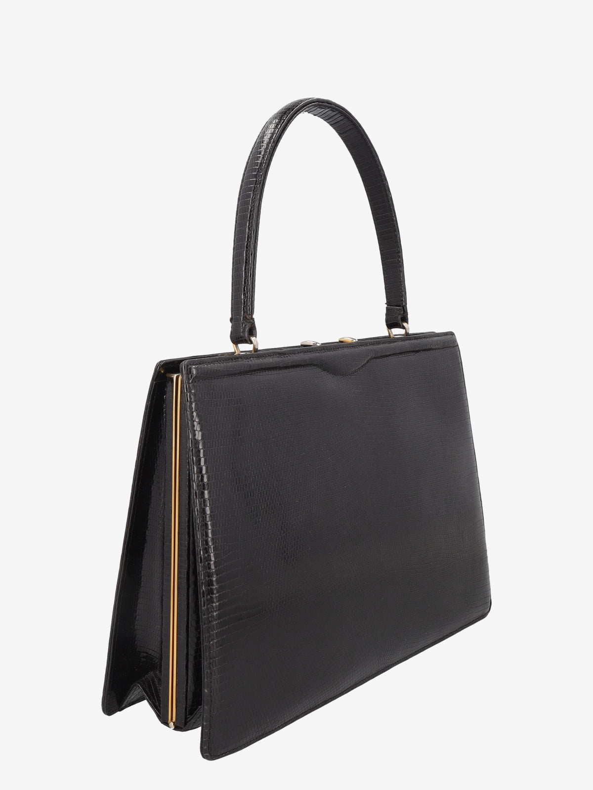 Vintage Black Lizard Leather Handbag WCV300625.37  Vintage 