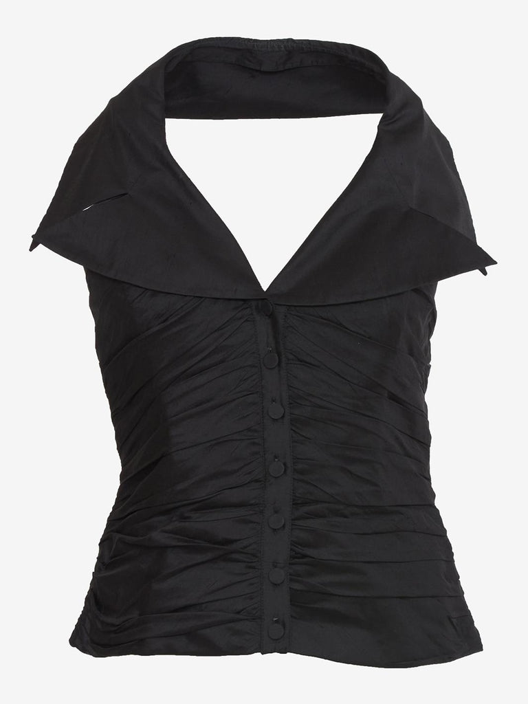 Vintage black silk satin top