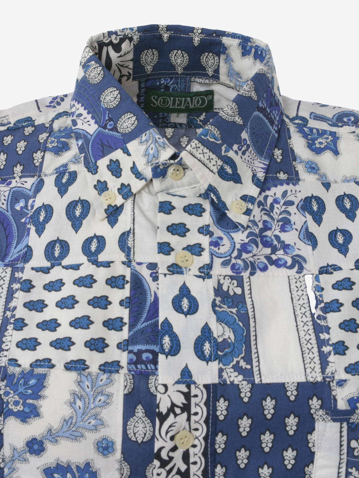Souleiado Vintage Blue Patchwork Shirt WCV241010277  Souleiado 