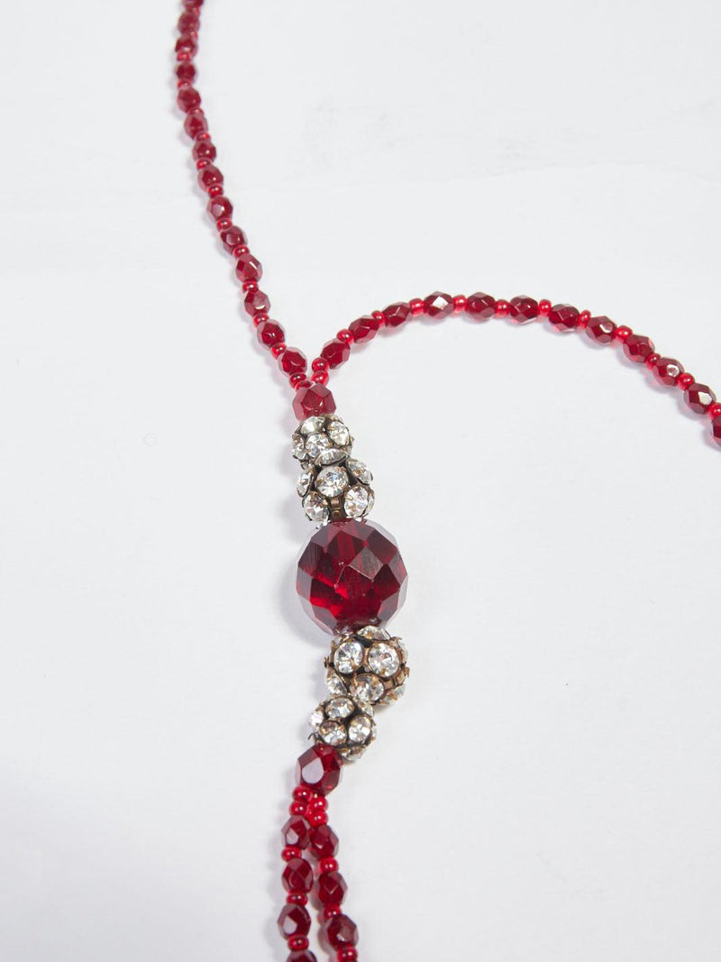 1980s Bozart necklace in glass torchons with rhinestones pendant W22033026  Bozart 