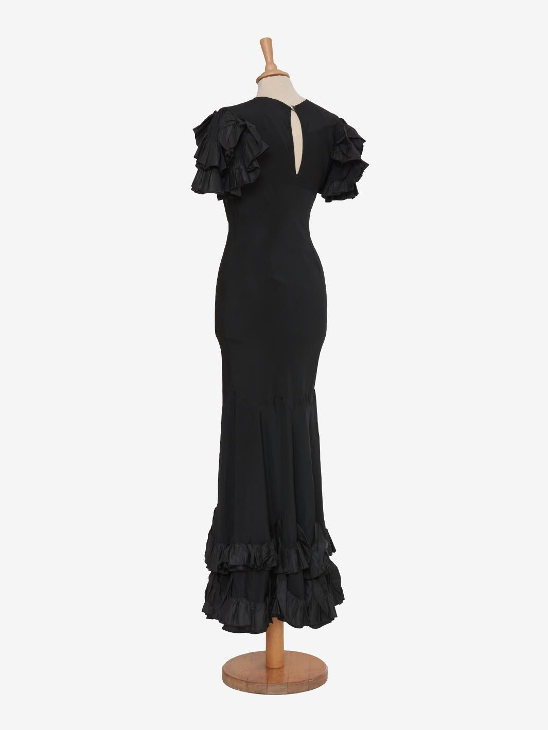 Vintage ruffle taffetà dress - '36s AR003  Vintage 