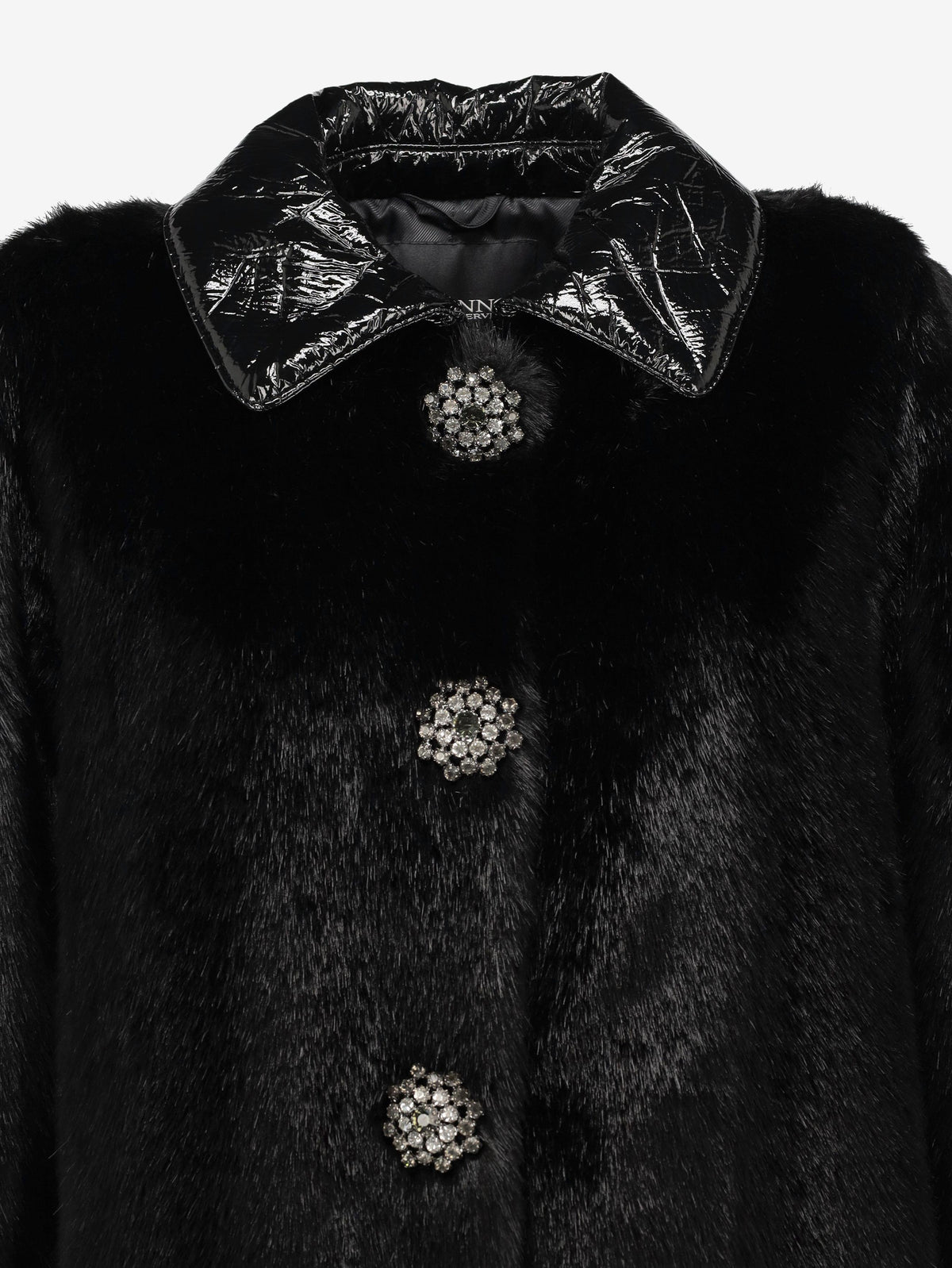 Ermanno Scervino Faux Fur Coat with Jewel Buttons CVM26.22.40  Ermanno Scervino 