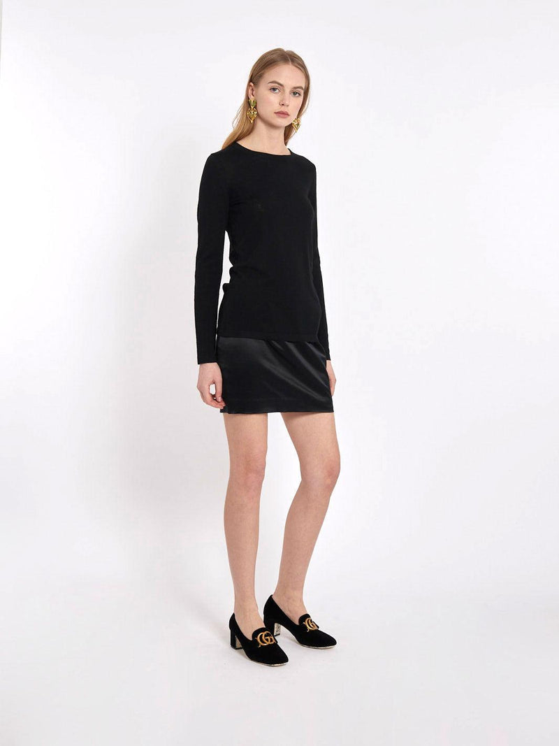 Black satin Istante miniskirt from the 1990s W2203174  Istante 