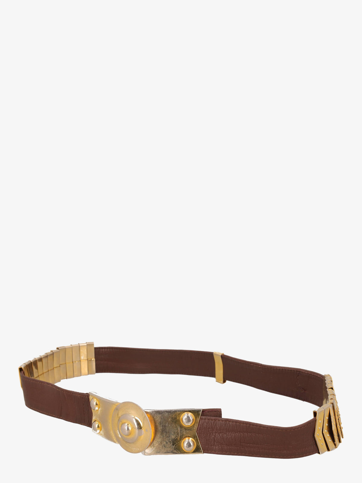 Vintage Leather Belt With Metal Details