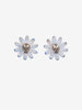 Vintage Floral Star-Shaped Plastic Earrings with Beaded Center W13426.8  Vintage 