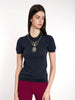 Y2K Prada sweater in blue wool with Swarovski detail