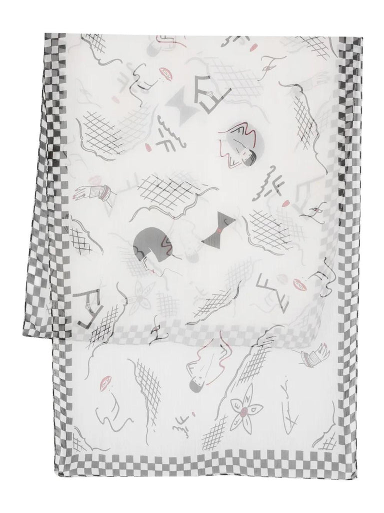Fendi sketch-style print silk scarf WCV241061  Fendi 