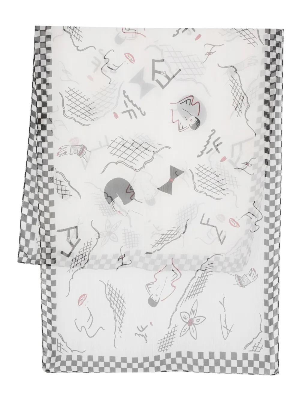 Fendi sketch-style print silk scarf WCV241061  Fendi 