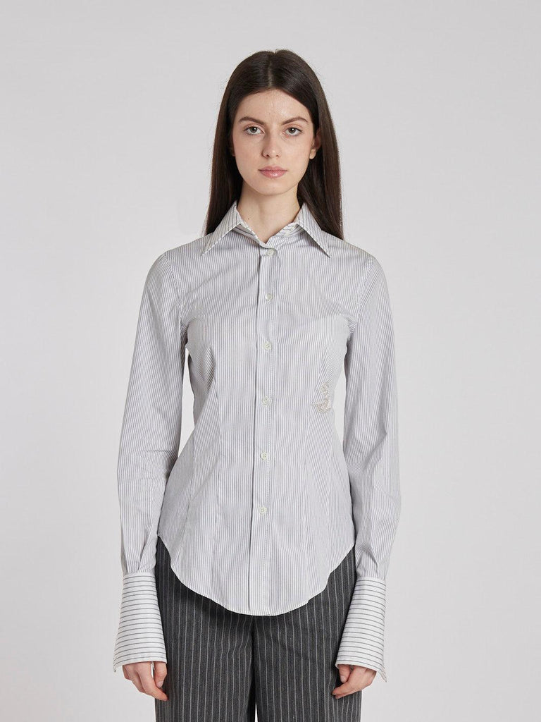 Y2K Gianfranco Ferré striped blouse with bell-shaped sleeves BR002424  Gianfranco Ferré 
