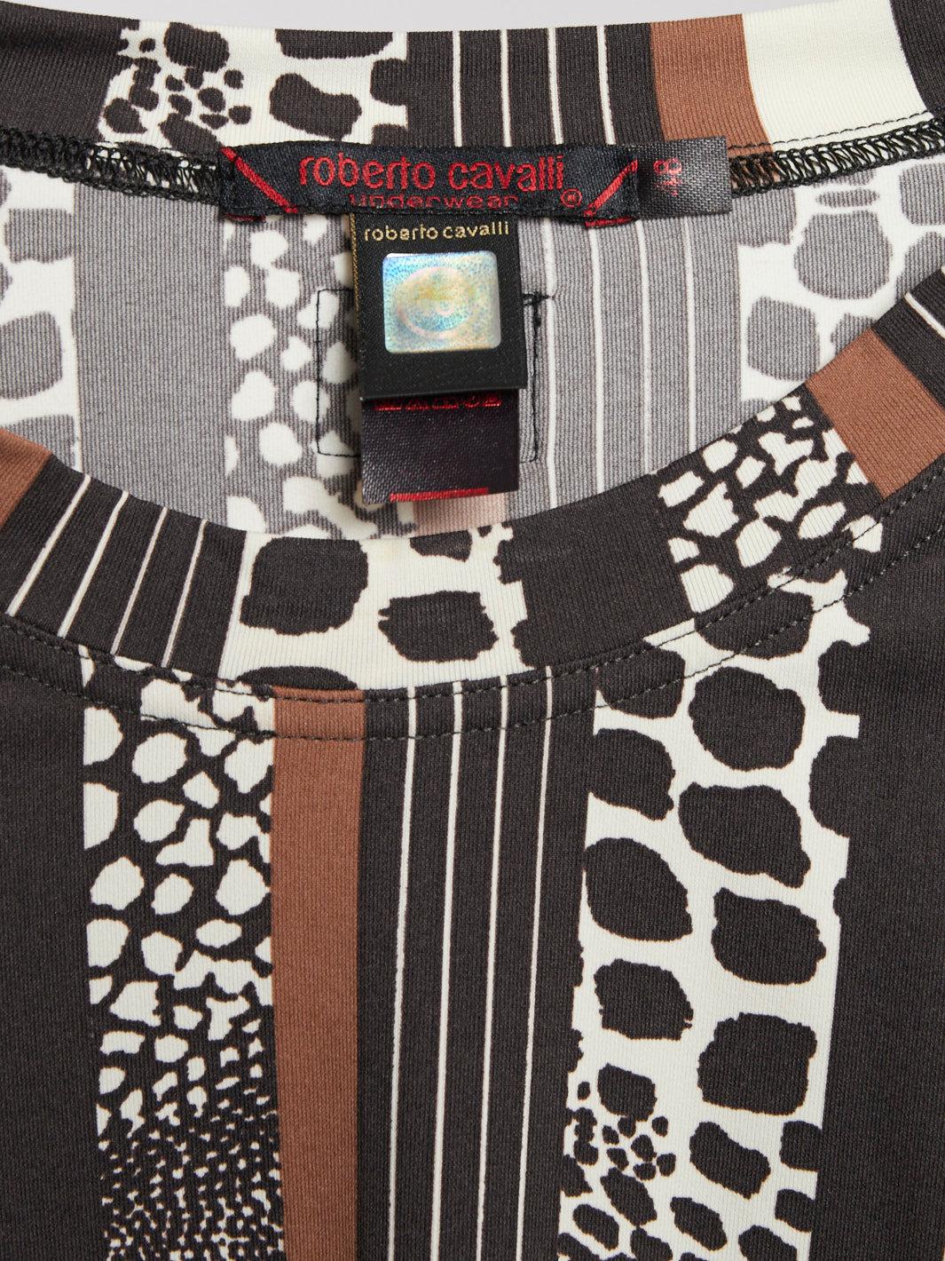 T-shirt intimo Roberto Cavalli anni '90 con mix di fantasie