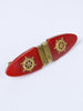 1980s brooch in red plastic and metal with marittime theme W22051804  Vintage 